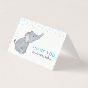 Cute Elephant Blue Confetti Baby Shower Thank You