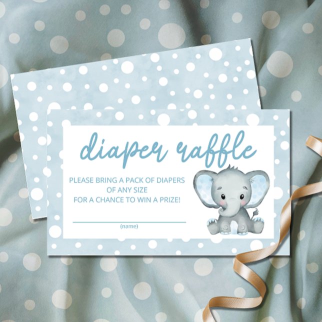 Cute Elephant blue diaper raffle ticket Enclosure Card (Creator Uploaded)