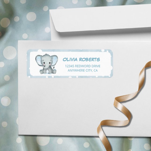Cute Elephant blue Return Adress Return Address Label (Creator Uploaded)
