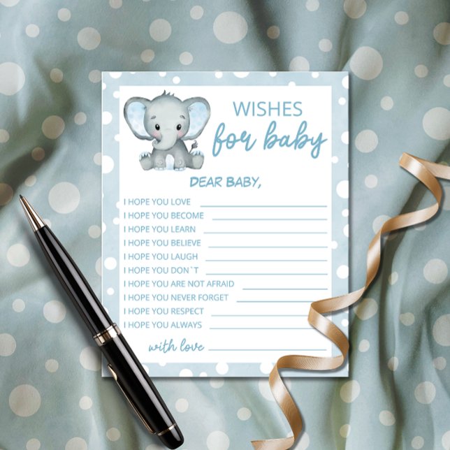 Cute Elephant blue Wishes for Baby card (Creator Uploaded)