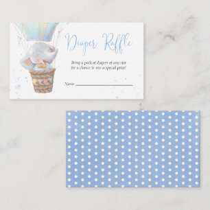 Cute Elephant Boy Baby Shower Diaper Raffle Card