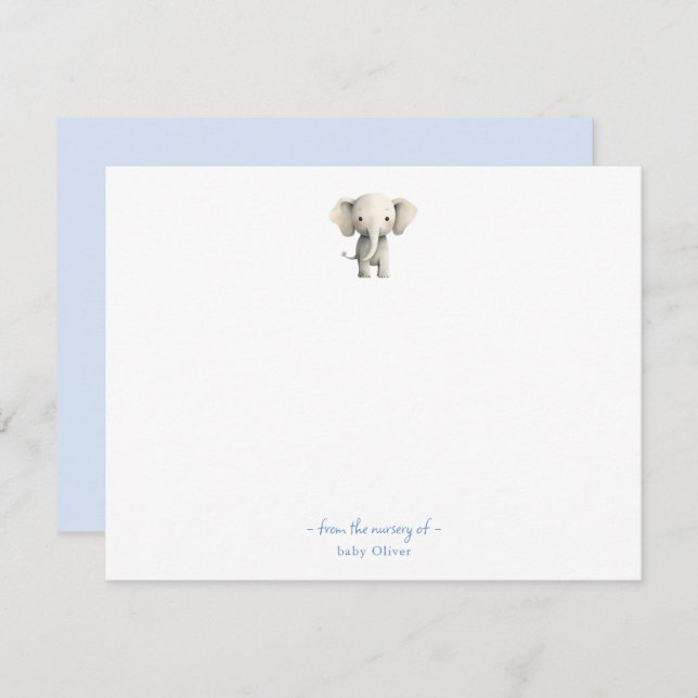 Cute Elephant Boy Baby shower Thank you (Front/Back)