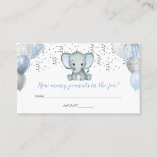 Cute Elephant Boy Balloons Baby Shower Guess Card