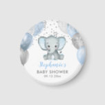 Cute Elephant Boy Balloons Baby Shower Magnet<br><div class="desc">This adorable baby shower magnet features blue and gray baby boy elephant with balloons and confetti. Easily customized for your event by clicking personalize. Perfect reminder for your baby shower guests!</div>