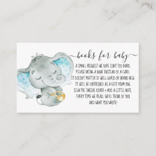 Cute Elephant Boy Book Request for Baby Shower Enclosure Card