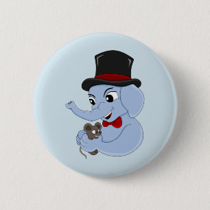 Cute elephant boy cartoon button