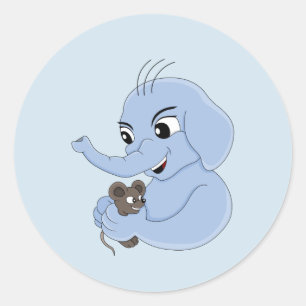 Cute elephant boy cartoon classic round sticker