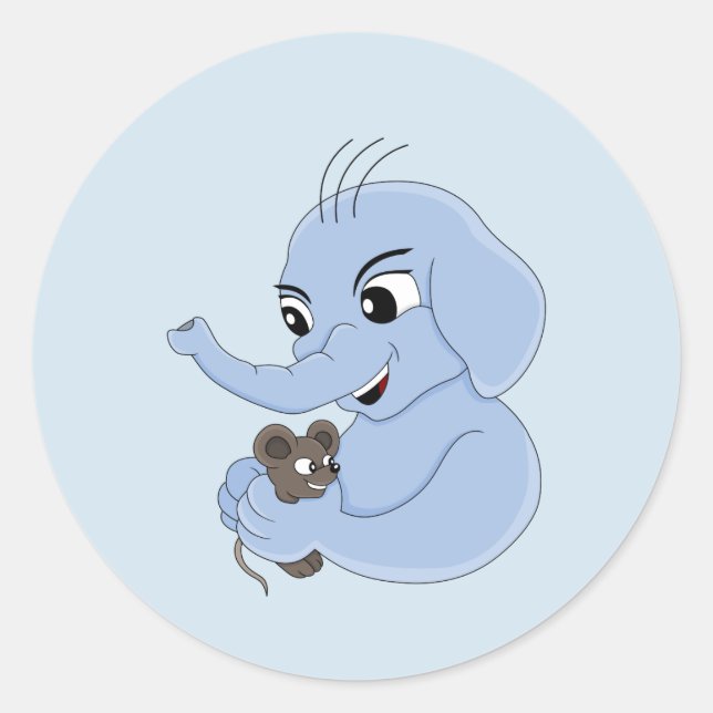 Cute elephant boy cartoon classic round sticker (Front)