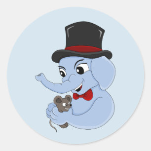 Cute elephant boy cartoon classic round sticker