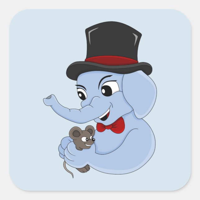Cute elephant boy cartoon square sticker (Front)
