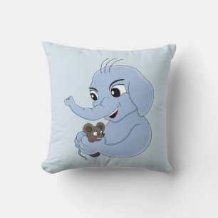 Cute elephant boy cartoon throw pillow
