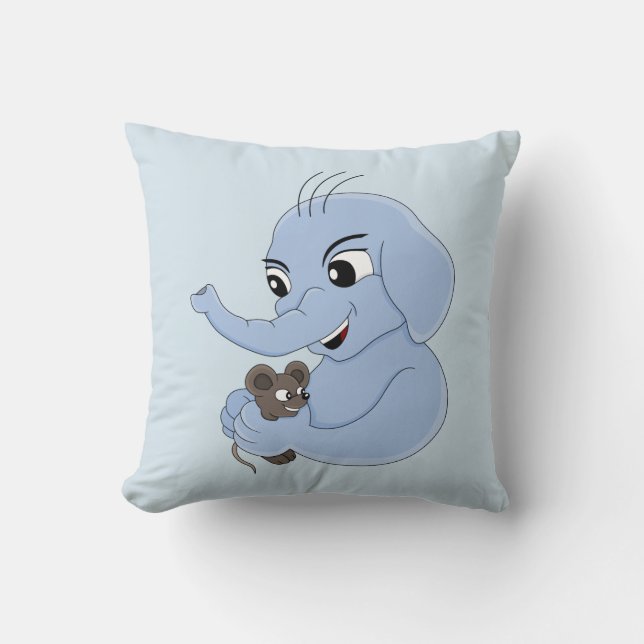 Cute elephant boy cartoon throw pillow (Front)
