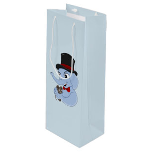 Cute elephant boy cartoon wine gift bag