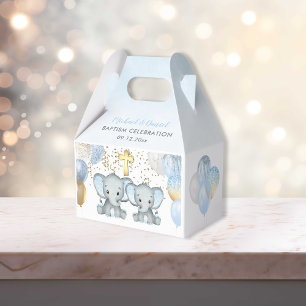 Cute Elephant Boys Balloon Baptism Favour Box