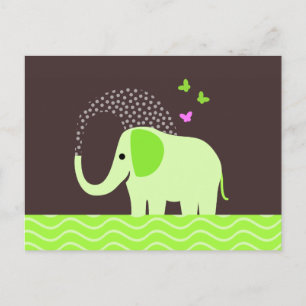 Cute Elephant & Butterflies Postcard