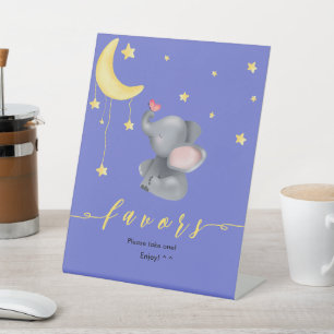 Cute Elephant & Butterfly Baby Shower Favours Pedestal Sign