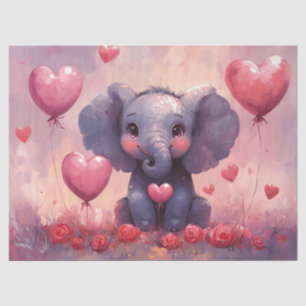 Cute Elephant Calf Heart Balloons Decoupage Tissue Paper