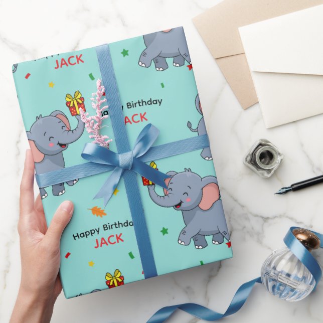Cute Elephant Carrying Gift Wrapping Paper (Gifting)