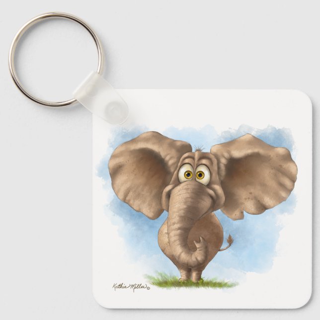 Cute Elephant Cartoon Key Ring (Front)