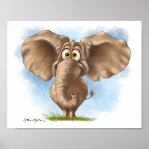 Cute Elephant Cartoon Poster