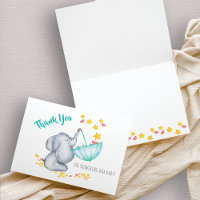 Cute Elephant Catching Falling Stars Baby Shower