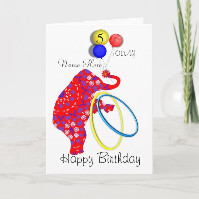 Cute Elephant Child's Personalised Birthday Card (Front)