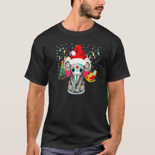Cute Elephant Christmas Sugar Skull Pajama T-Shirt