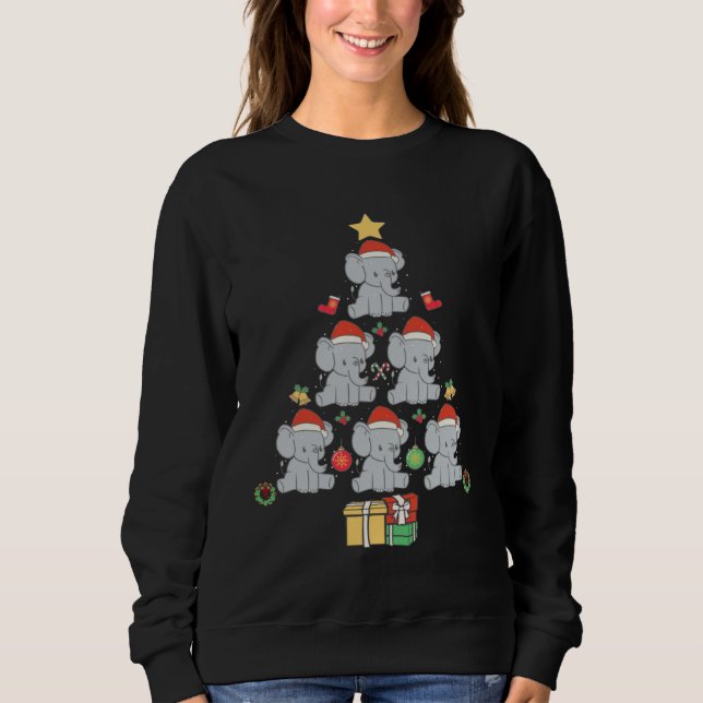 Cute Elephant Christmas Tree Sweatshirt (Front)