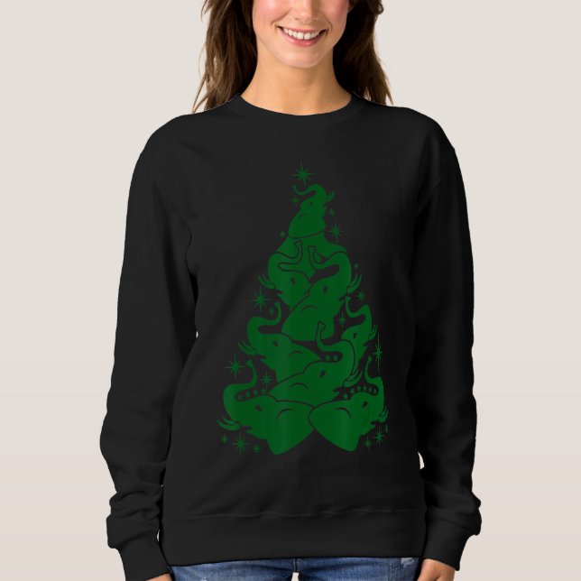 Cute Elephant Christmas Tree With Ornament Xmas El Sweatshirt (Front)