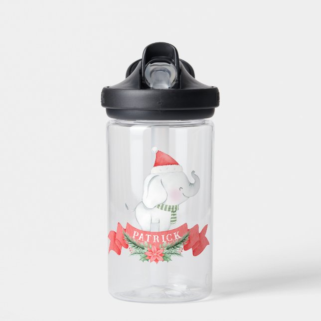 Cute Elephant | Christmas  Water Bottle (Front)