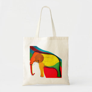 Cute Elephant Colour Painting (IA) Natural Materia Tote Bag