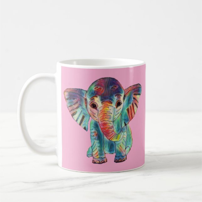 Cute Elephant Colourful Mug (Left)