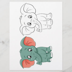 Cute elephant colouring page