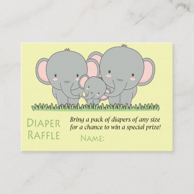 Cute Elephant Diaper Raffle Tickets (Front)