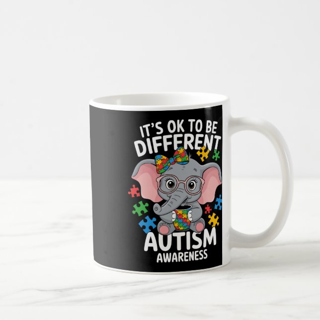 Cute Elephant Different Autism Awareness Puzzles  Coffee Mug (Right)