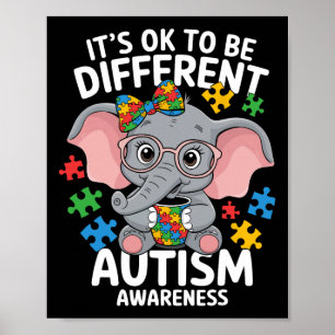 Cute Elephant Different Autism Awareness Puzzles  Poster