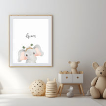 Cute Elephant Dream Nursery Poster