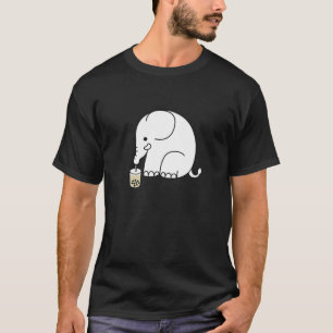 Cute Elephant Drinking Boba Bubble Milk Tea T-Shirt