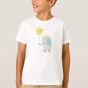 Cute Elephant, Elephant With Balloon, Crown, Star T-Shirt