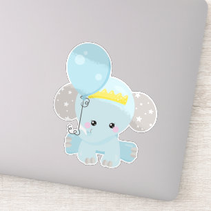 Cute Elephant, Elephant With Balloon, Crown, Stars