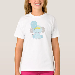 Cute Elephant, Elephant With Balloon, Crown, Stars T-Shirt