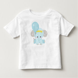 Cute Elephant, Elephant With Balloon, Crown, Stars Toddler T-Shirt