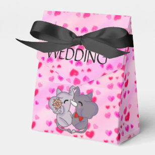 Cute Elephant Embrace Kiss Wedding Favour Box