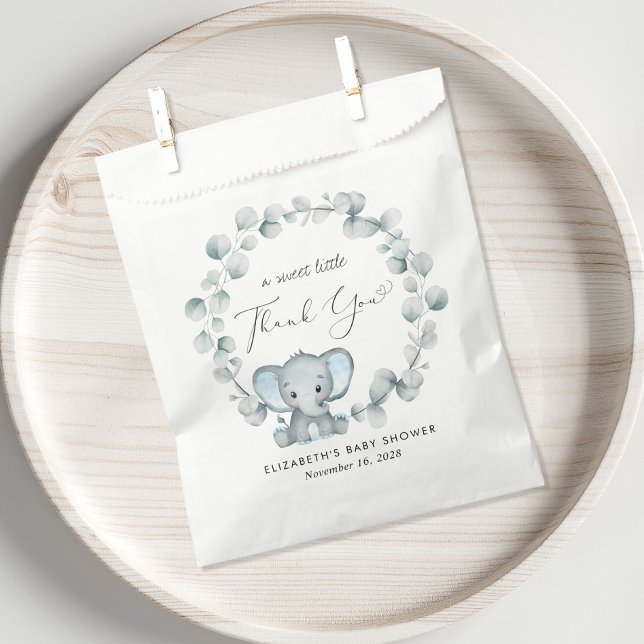 Cute Elephant Eucalyptus Baby Boy Shower Thank You Favour Bag (Creator Uploaded)