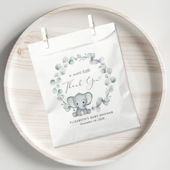 Cute Elephant Eucalyptus Baby Shower Thank You Favour Bag (Creator Uploaded)