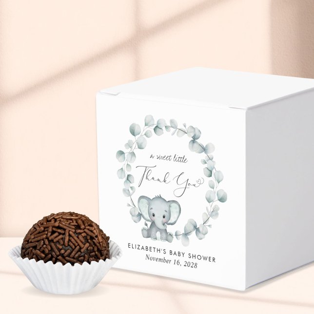 Cute Elephant Eucalyptus Baby Shower Thank You Favour Box (Creator Uploaded)
