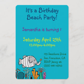 Cute Elephant Fish Scene with Coral Invitation