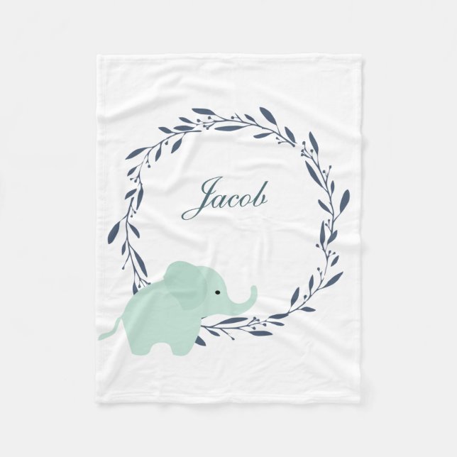 Cute Elephant Fleece Blanket (Front)