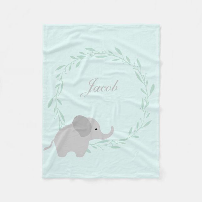 Cute Elephant Fleece Blanket (Front)