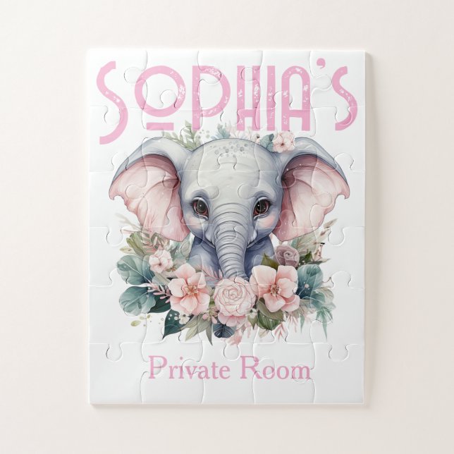 Cute Elephant Floral Puzzles  (Vertical)